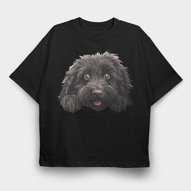 Puli Peeking Dog, Tricou Oversize Barbati (Unisex)