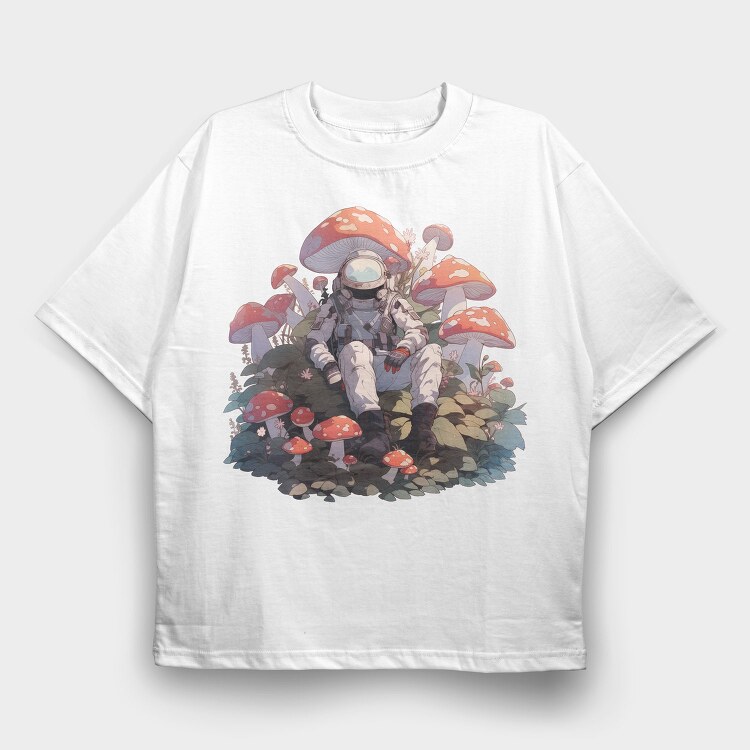 Astronaut On Mushroom Planet, Tricou Oversize Barbati (Unisex)