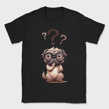 Pug Glasses Questionmarks, Tricou Barbati (Unisex)