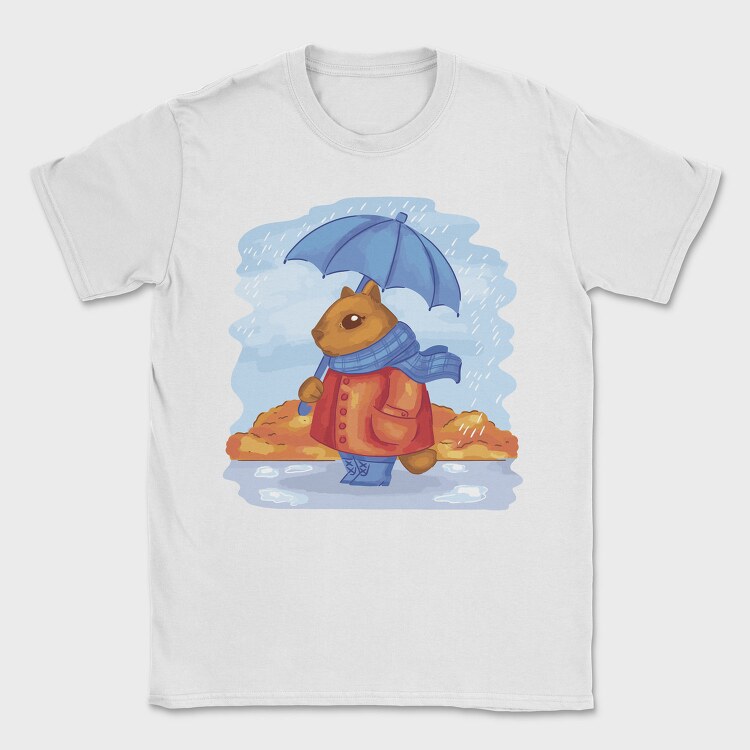 Autumn Squirrel Rainy Watercolor, Tricou Barbati (Unisex)