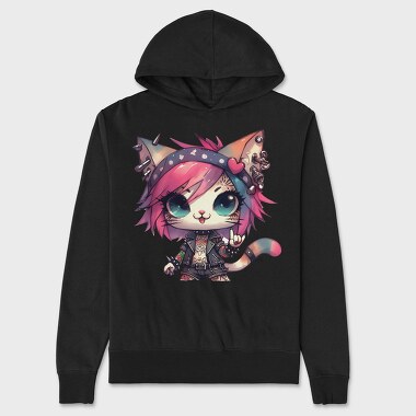 Punk Cat Clipart, Hanorac Oversize Barbati (Unisex)