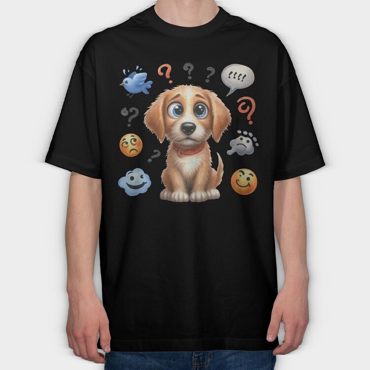 Puppy Questionmarks, Tricou Oversize Barbati (Unisex)