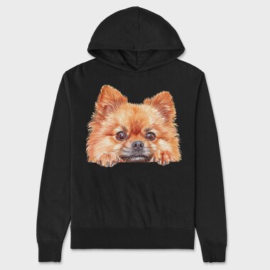 Pomeranian Peeking Face, Hanorac Oversize Barbati (Unisex)