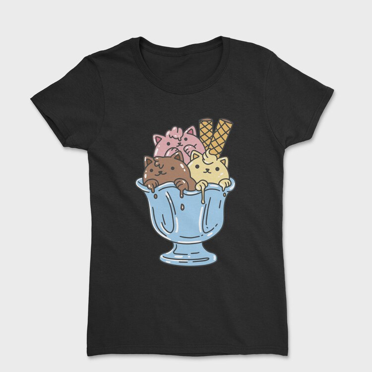 Cute Cats Ice Cream Bowl, Tricou Femei