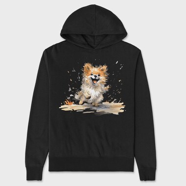 Pomeranian Smile Mood, Hanorac Oversize Barbati (Unisex)