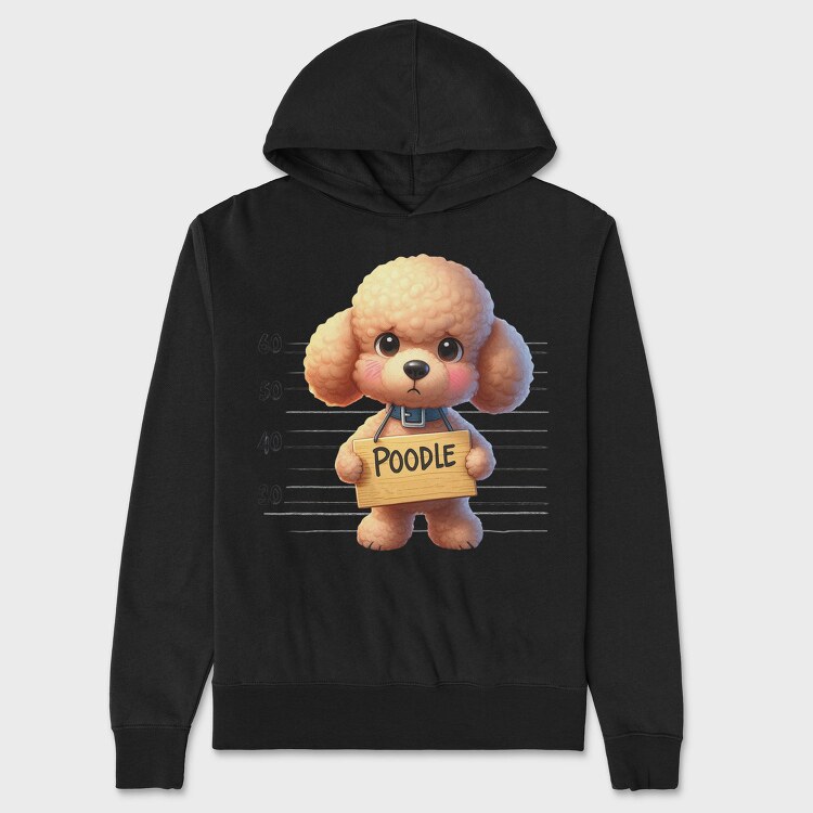 Poodle Mugshot, Hanorac Oversize Barbati (Unisex)