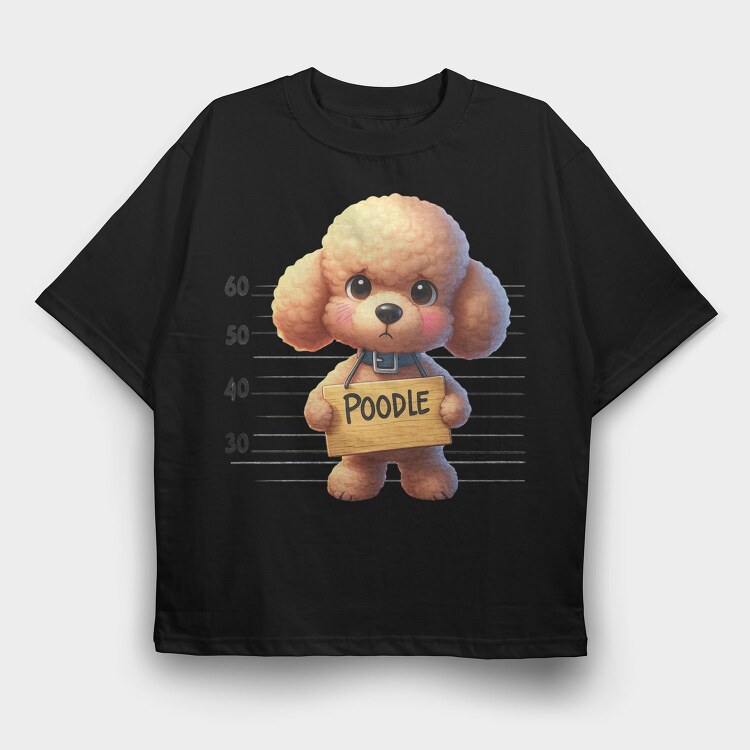 Poodle Mugshot, Tricou Oversize Barbati (Unisex)