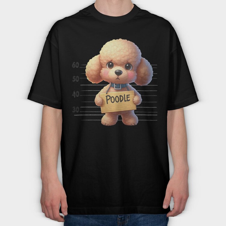 Poodle Mugshot, Tricou Oversize Barbati (Unisex)
