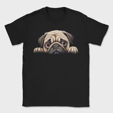 Pug Peeking, Tricou Barbati (Unisex)