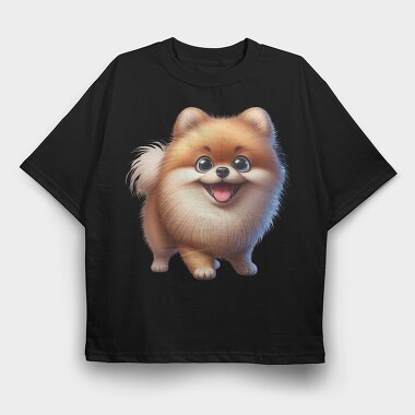 Pomeranian Smile Sublimation, Tricou Oversize Barbati (Unisex)