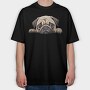 Pug Peeking, Tricou Oversize Barbati (Unisex)