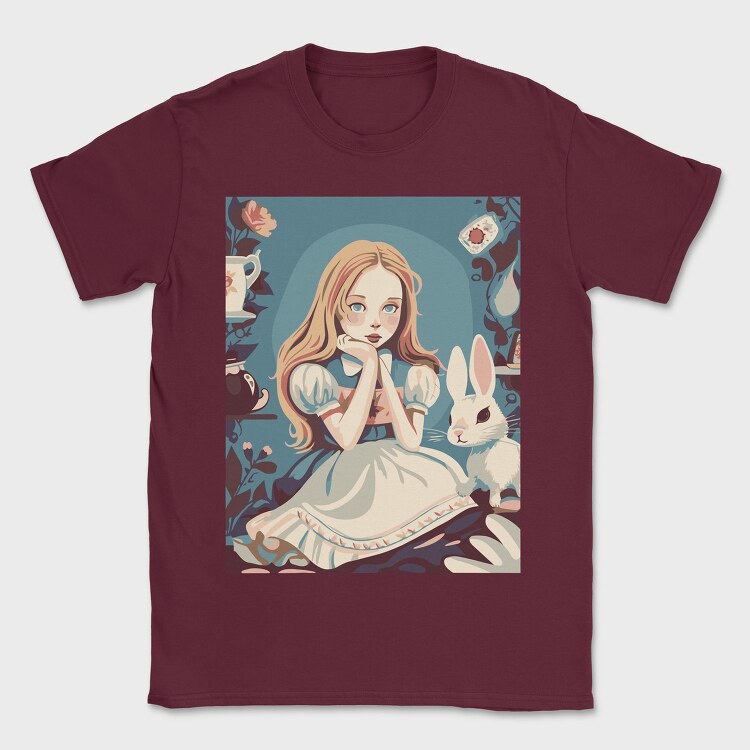 Cute Girl With Rabbit, Tricou Barbati (Unisex)