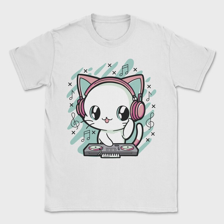 Cute Cat Dj, Tricou Barbati (Unisex)