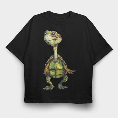 Quirky Turtle Clipart, Tricou Oversize Barbati (Unisex)
