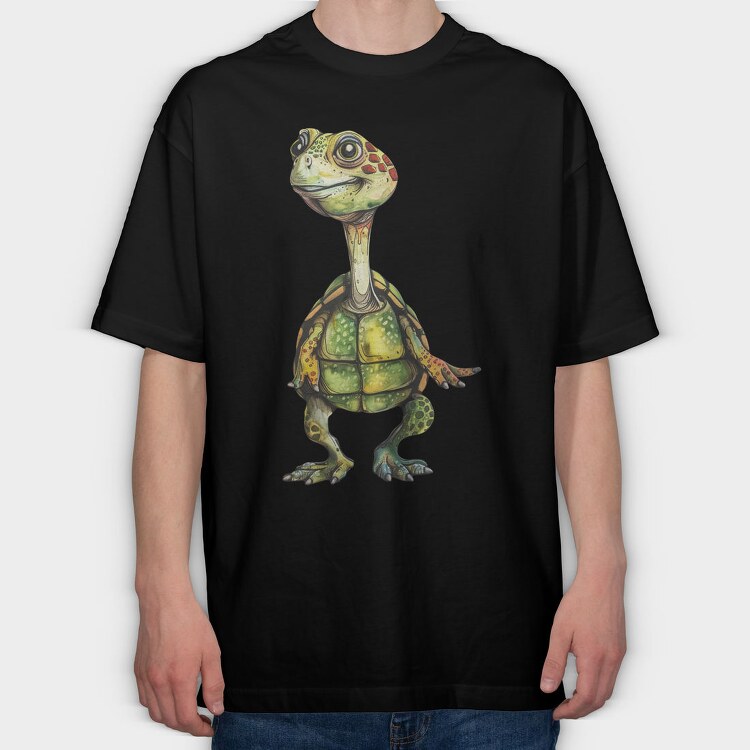 Quirky Turtle Clipart, Tricou Oversize Barbati (Unisex)