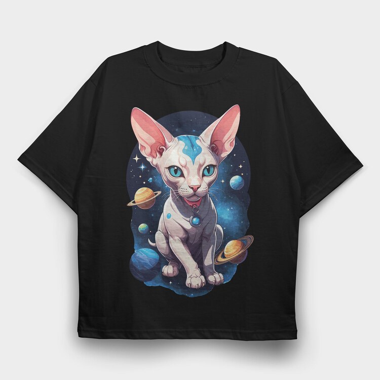 Cosmic Sphynx Cat, Tricou Oversize Barbati (Unisex)