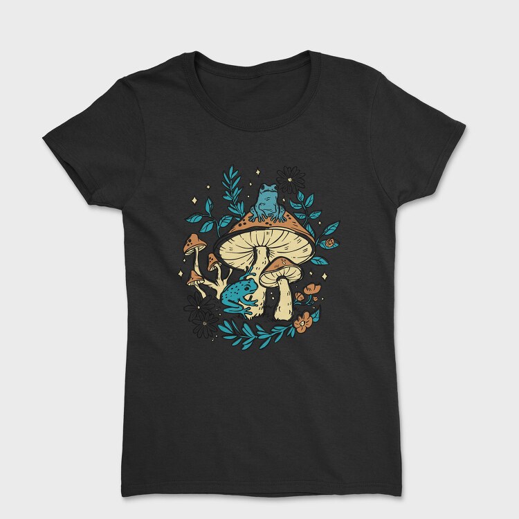 Cottagecore Moshrooms Frogs, Tricou Femei