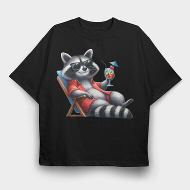 Raccoon Cocktail Sunglasses, Tricou Oversize Barbati (Unisex)