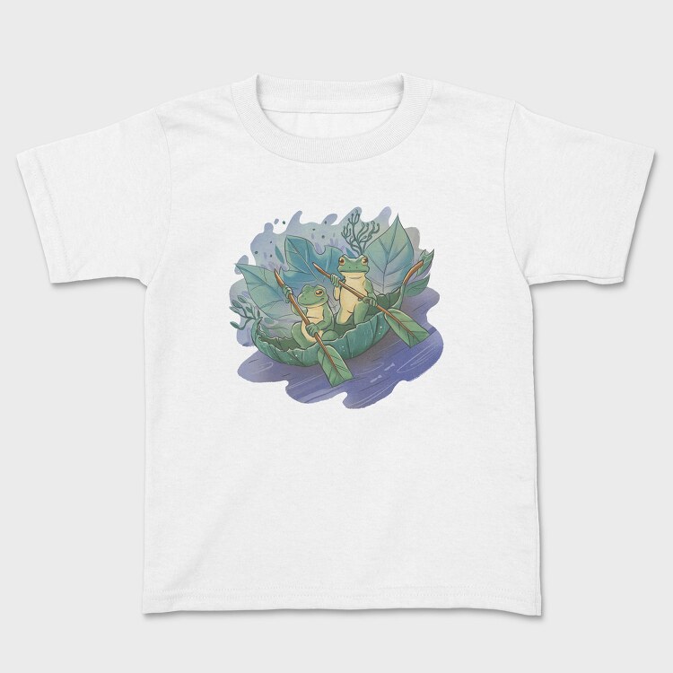 Cottagecore Frogs On Leaf Boat, Tricou Copii