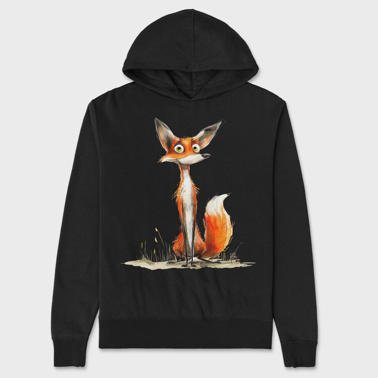 Quirky Fox Sitting, Hanorac Oversize Barbati (Unisex)