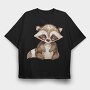 Raccoon Cuddle Bear, Tricou Oversize Barbati (Unisex)