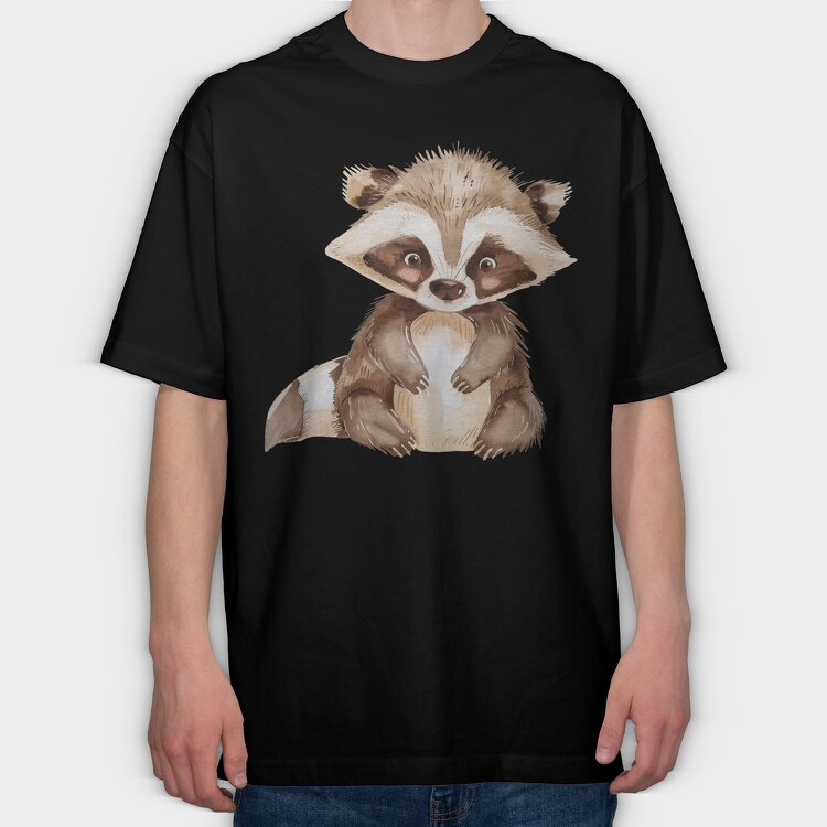 Raccoon Cuddle Bear, Tricou Oversize Barbati (Unisex)