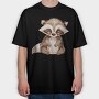 Raccoon Cuddle Bear, Tricou Oversize Barbati (Unisex)
