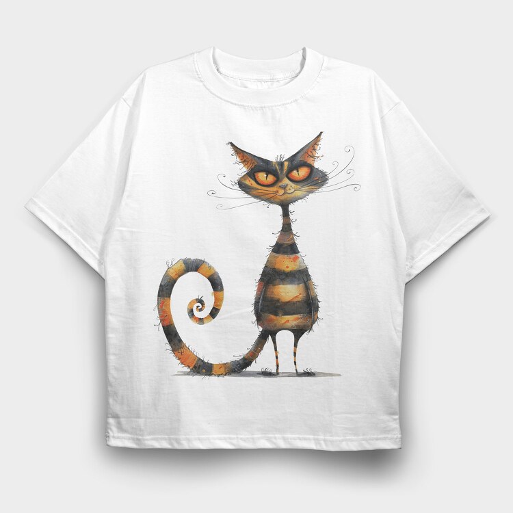 Quirky Cat Tail, Tricou Oversize Barbati (Unisex)