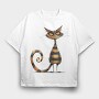 Quirky Cat Tail, Tricou Oversize Barbati (Unisex)