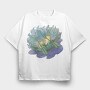Cottagecore Frogs On Leaf Boat, Tricou Oversize Barbati (Unisex)