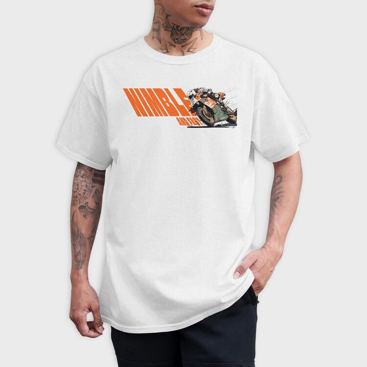 Tilted Competition Motorcycle With Rider Nimble and Fast, Tricou Barbati (Unisex)