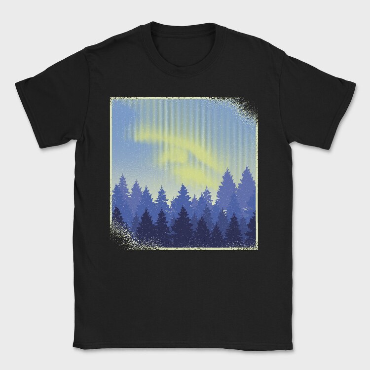 Aurora Borealis Landscape Winter Forests, Tricou Barbati (Unisex)