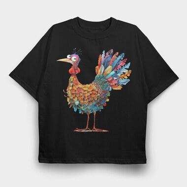Quirky Chicken Feathers, Tricou Oversize Barbati (Unisex)
