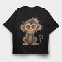 Quirky Monkey Face, Tricou Oversize Barbati (Unisex)