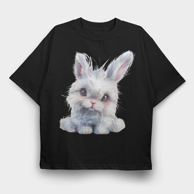 Rabbit Face Black, Tricou Oversize Barbati (Unisex)