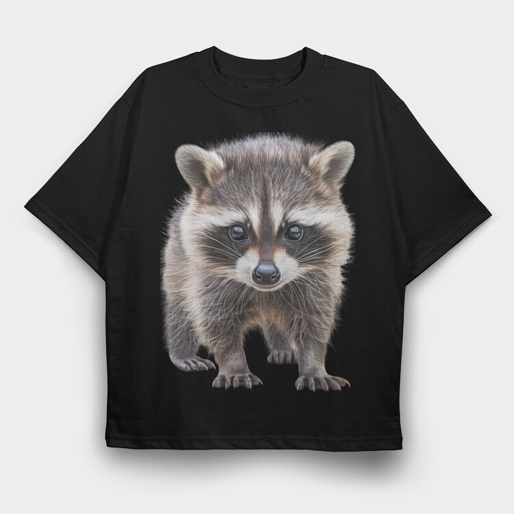 Raccoon Face Front, Tricou Oversize Barbati (Unisex)