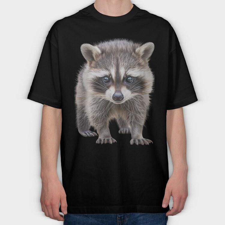 Raccoon Face Front, Tricou Oversize Barbati (Unisex)