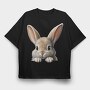 Rabbit Face Peeking, Tricou Oversize Barbati (Unisex)