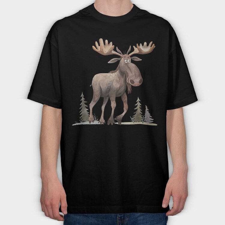 Quirky Moose Forest, Tricou Oversize Barbati (Unisex)