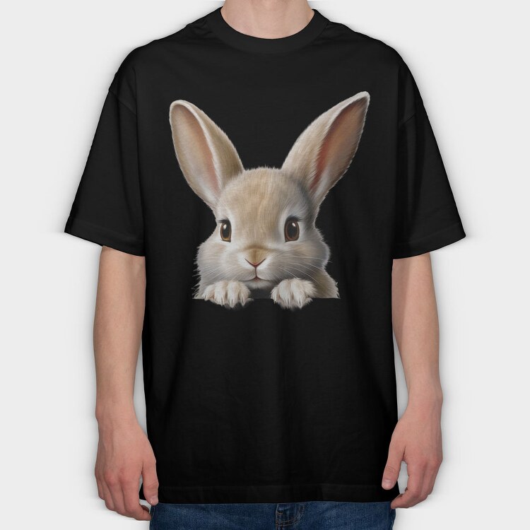 Rabbit Face Peeking, Tricou Oversize Barbati (Unisex)