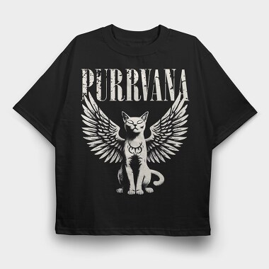 Purrvana Cat Wings, Tricou Oversize Barbati (Unisex)