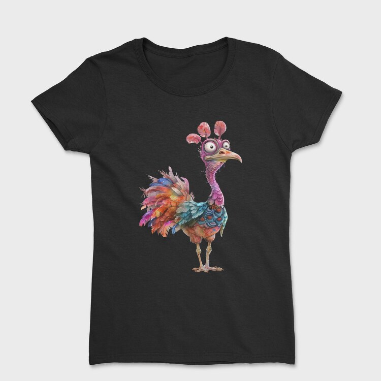Quirky Purple Feathered Chicken, Tricou Femei