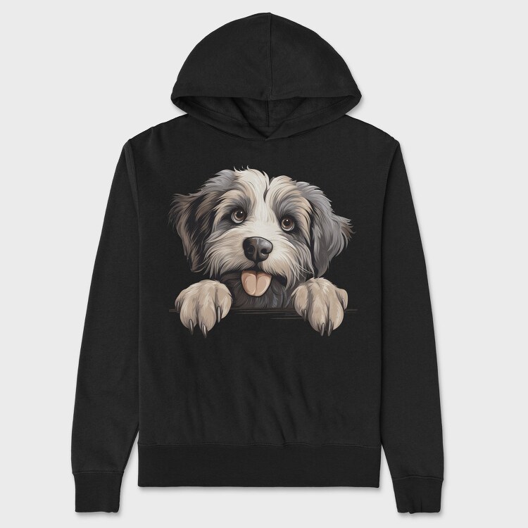 Pyrenean Shepherd Peeking, Hanorac Oversize Barbati (Unisex)