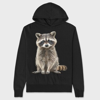 Raccoon Sitting Calm, Hanorac Oversize Barbati (Unisex)