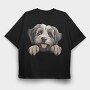 Pyrenean Shepherd Peeking, Tricou Oversize Barbati (Unisex)