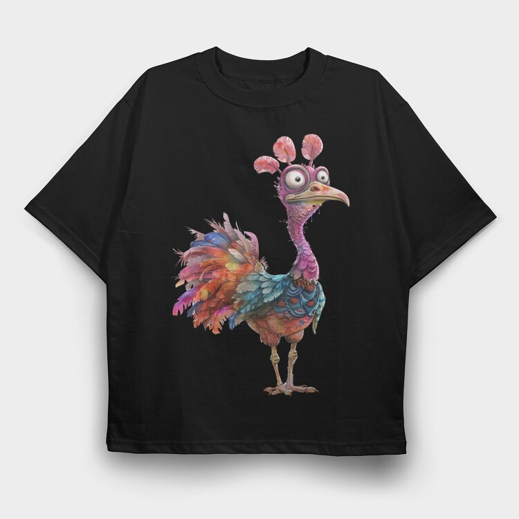 Quirky Purple Feathered Chicken, Tricou Oversize Barbati (Unisex)