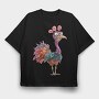 Quirky Purple Feathered Chicken, Tricou Oversize Barbati (Unisex)