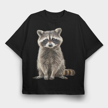 Raccoon Sitting Calm, Tricou Oversize Barbati (Unisex)