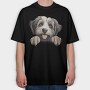Pyrenean Shepherd Peeking, Tricou Oversize Barbati (Unisex)