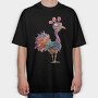 Quirky Purple Feathered Chicken, Tricou Oversize Barbati (Unisex)